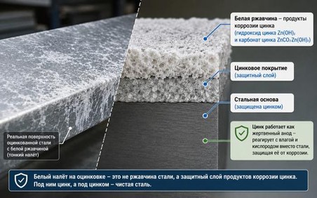 Белая ржавчина на цинковом покрытии послойное формирование