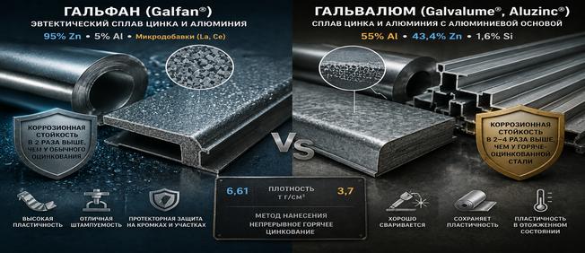 Сплав цинка и алюминия - Гальфан, Гальвалюм