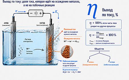 Выход по току: формула, расчёт и задачи с решениями